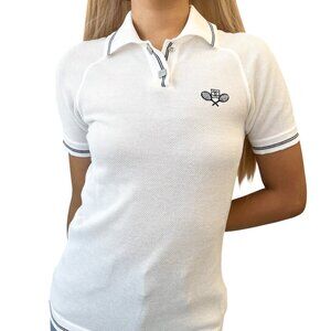 CHANEL Sport Vintage 05P CC Logo Polo T-shirt Top #38 Tennis Racket [106476]